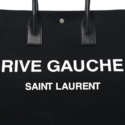 Saint Laurent Linen Calfskin Rive Gauche Tote Black 8 of 10
