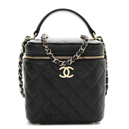 Chanel Caviar Quilted Small Top Handle Vanity Case With Chain Black 1 of 12