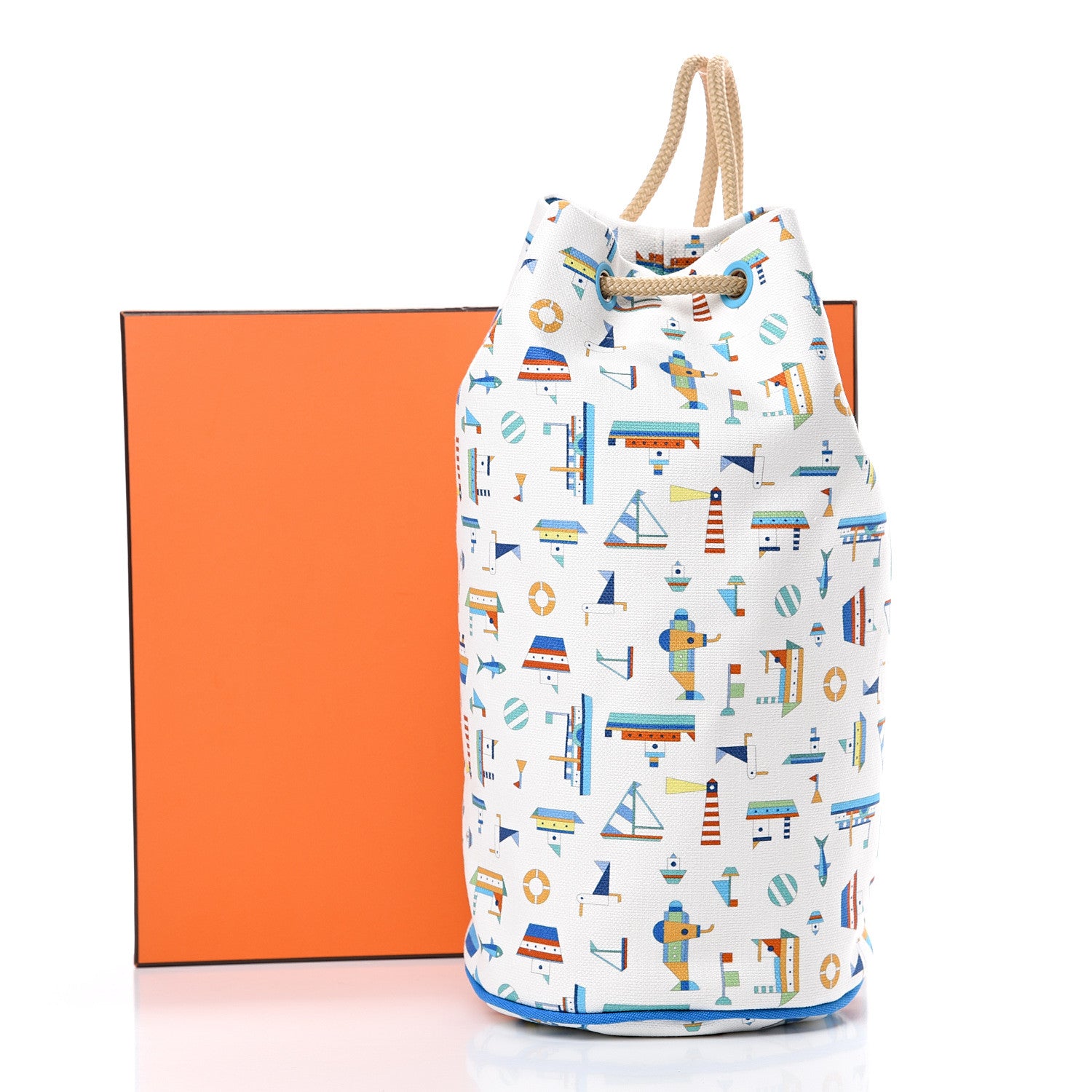 Hermes Canvas Petit Chalutier Duffle Bag Azur 10 of 10