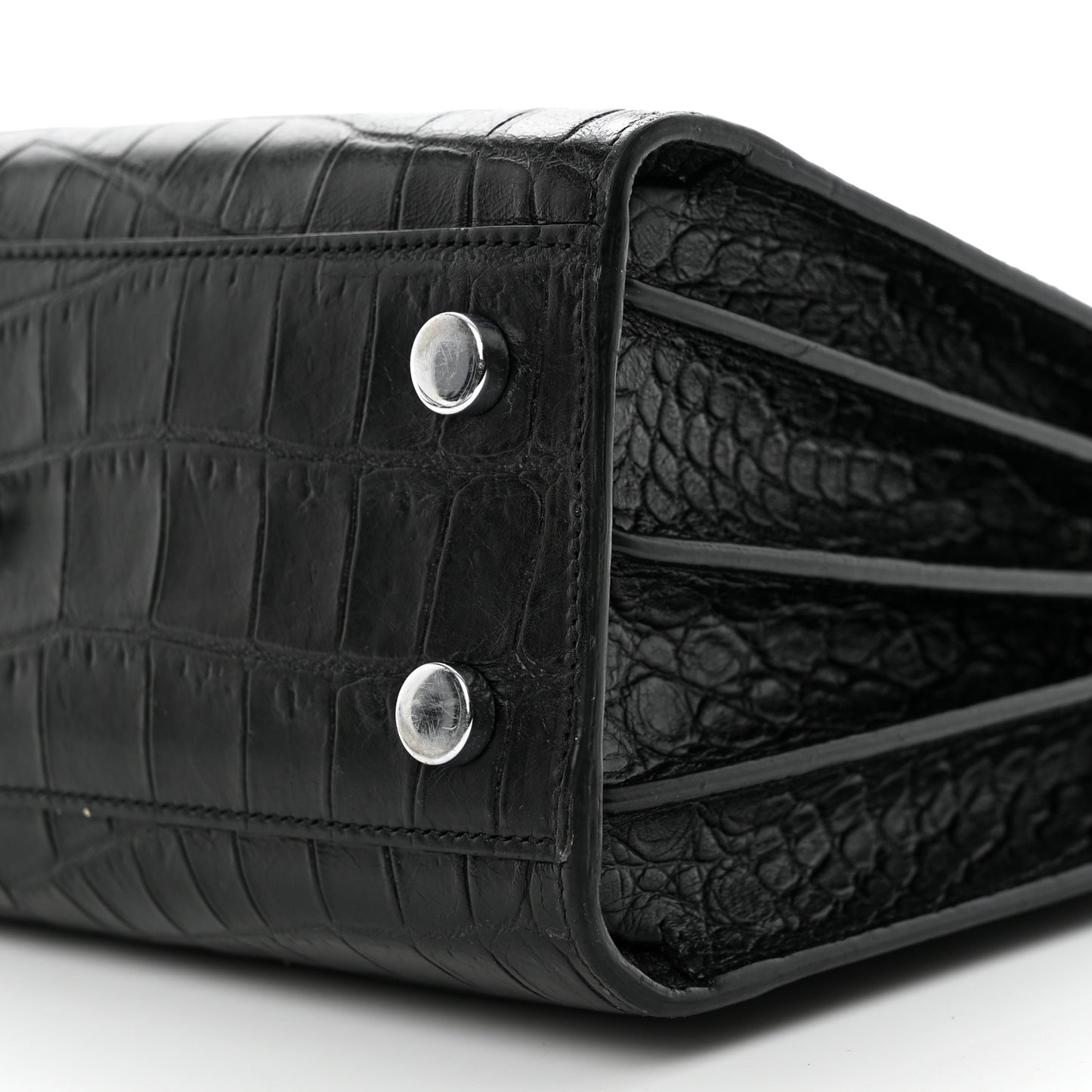 Calfskin Crocodile Embossed Nano Sac De Jour Black