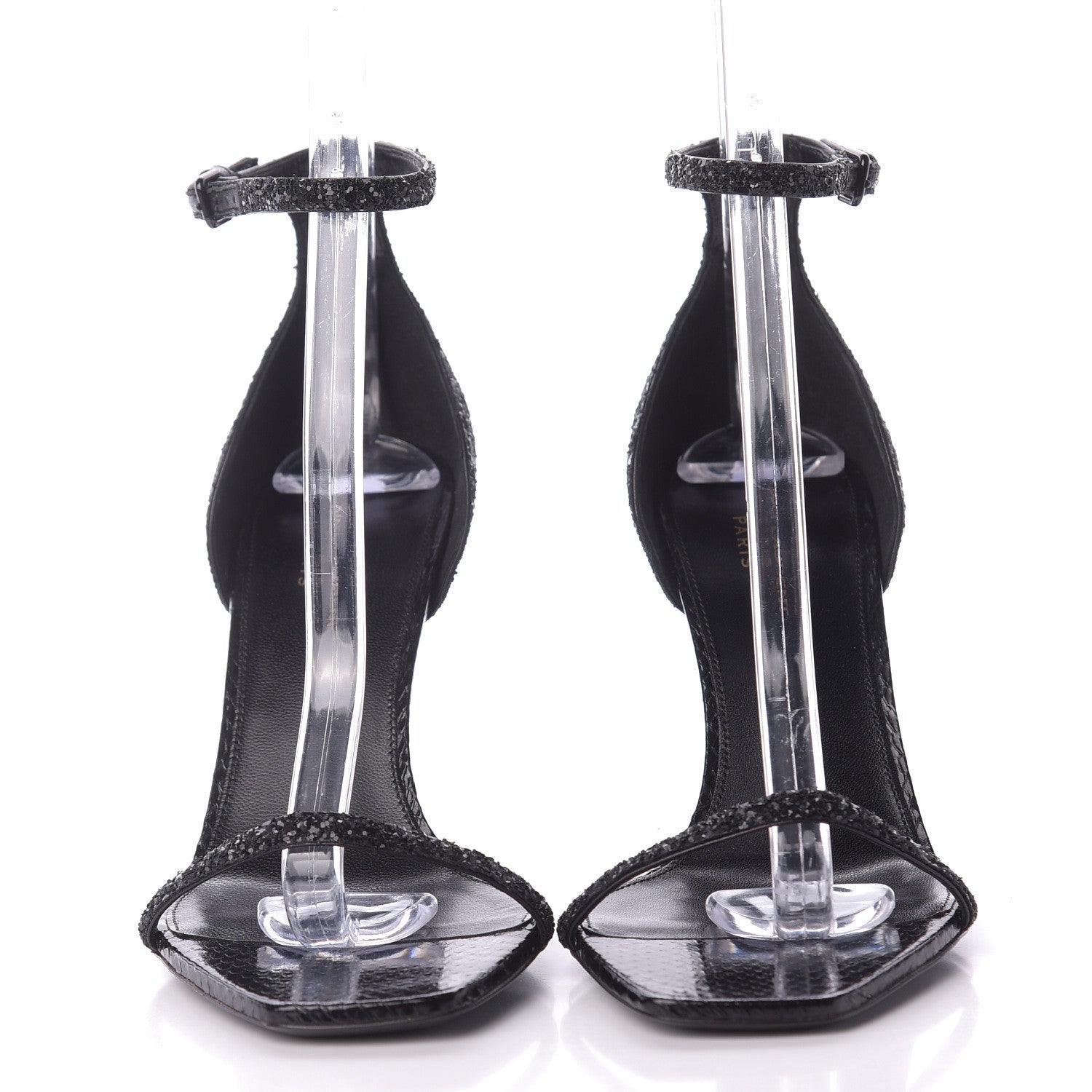 Saint Laurent Glitter Opyum 85 Sandals 38.5 Black 2 of 9
