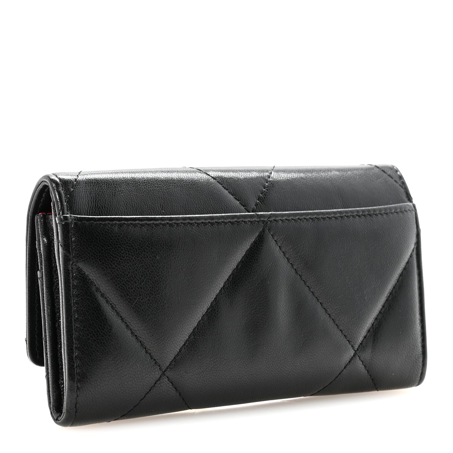 Lambskin Quilted Chanel 19 Flap Wallet Black