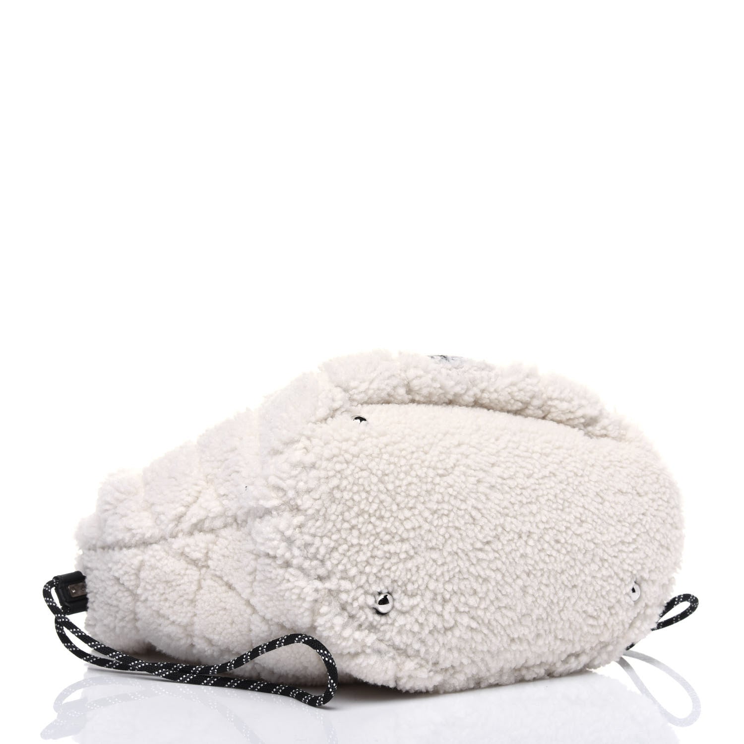 Chanel Shearling Sheepskin Tweed Large Coco Neige Tote White Black 5 of 11