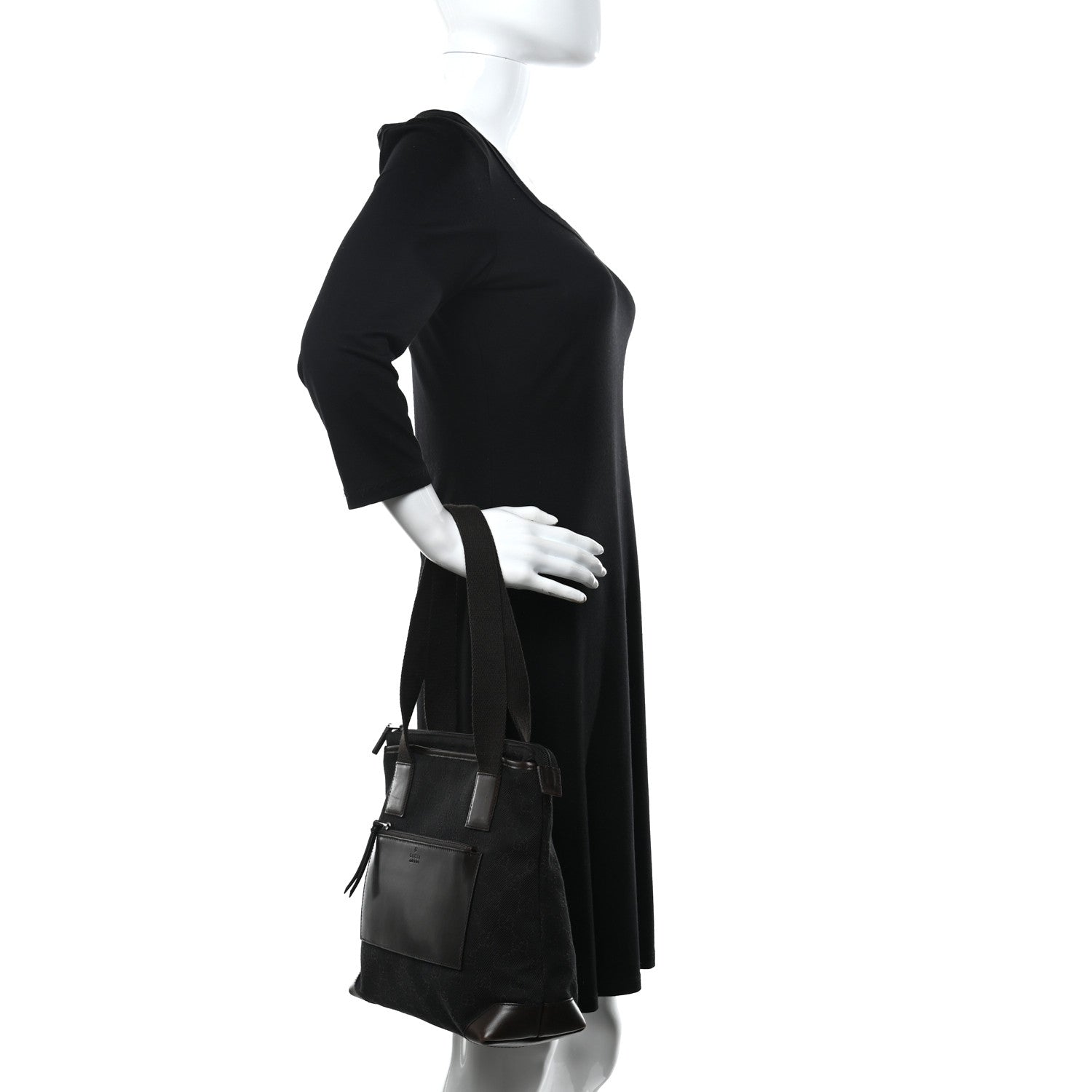 Gucci Denim Monogram Tote Bag Black 2 of 9