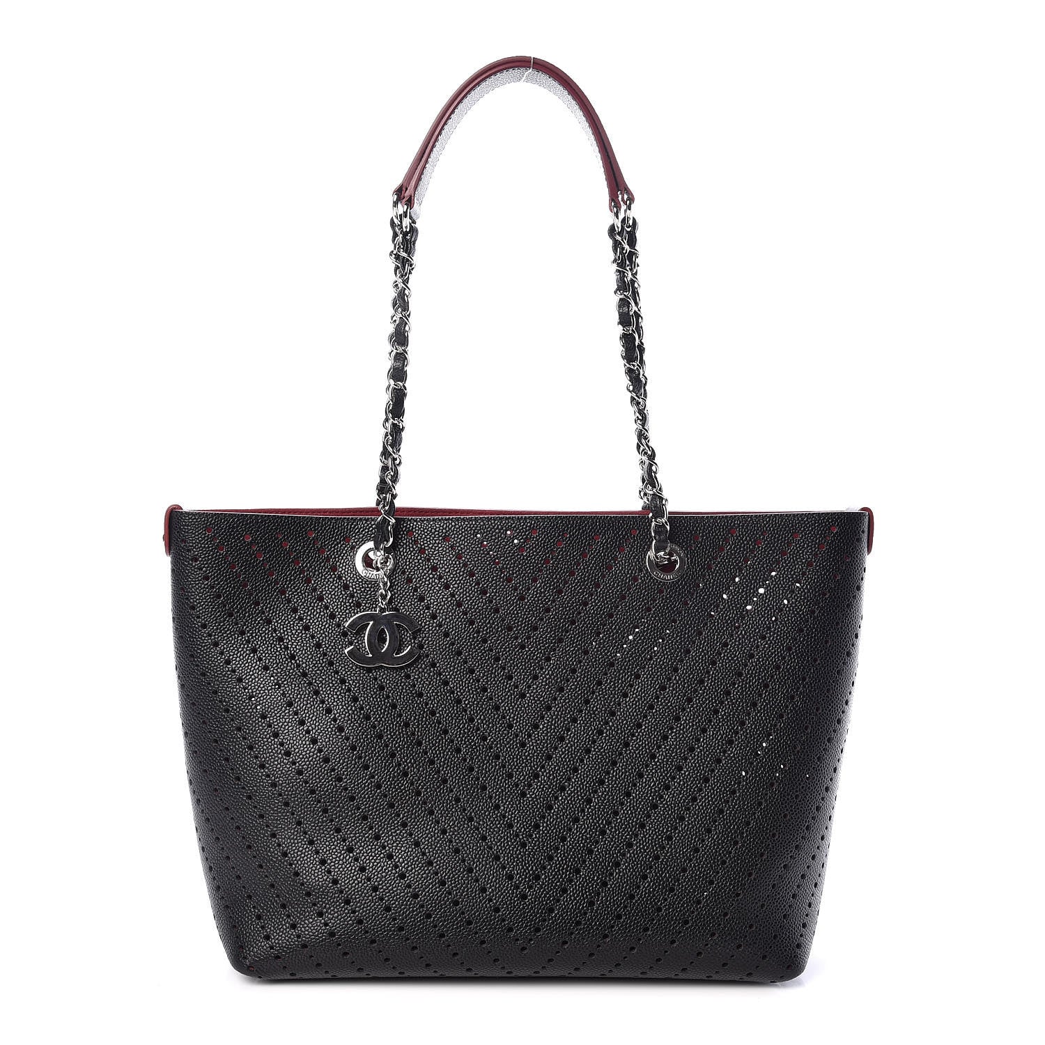 Chanel Perforated Grained Calfskin Large Shopping Tote Black 3 of 10