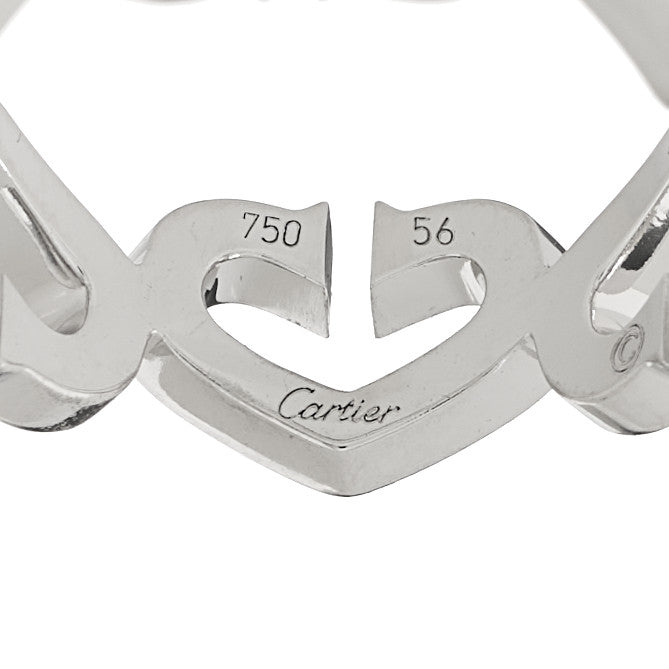 18K White Gold Diamond Hearts and Symbols Ring 56 7.5