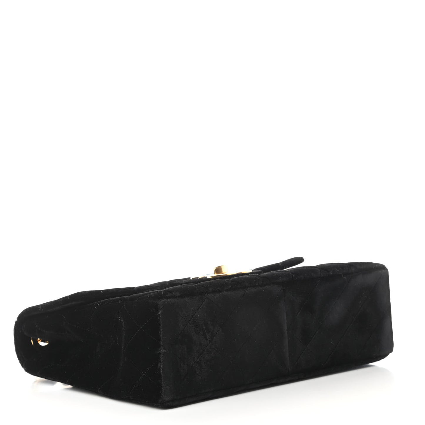 Velvet Quilted Jumbo Single Flap Black