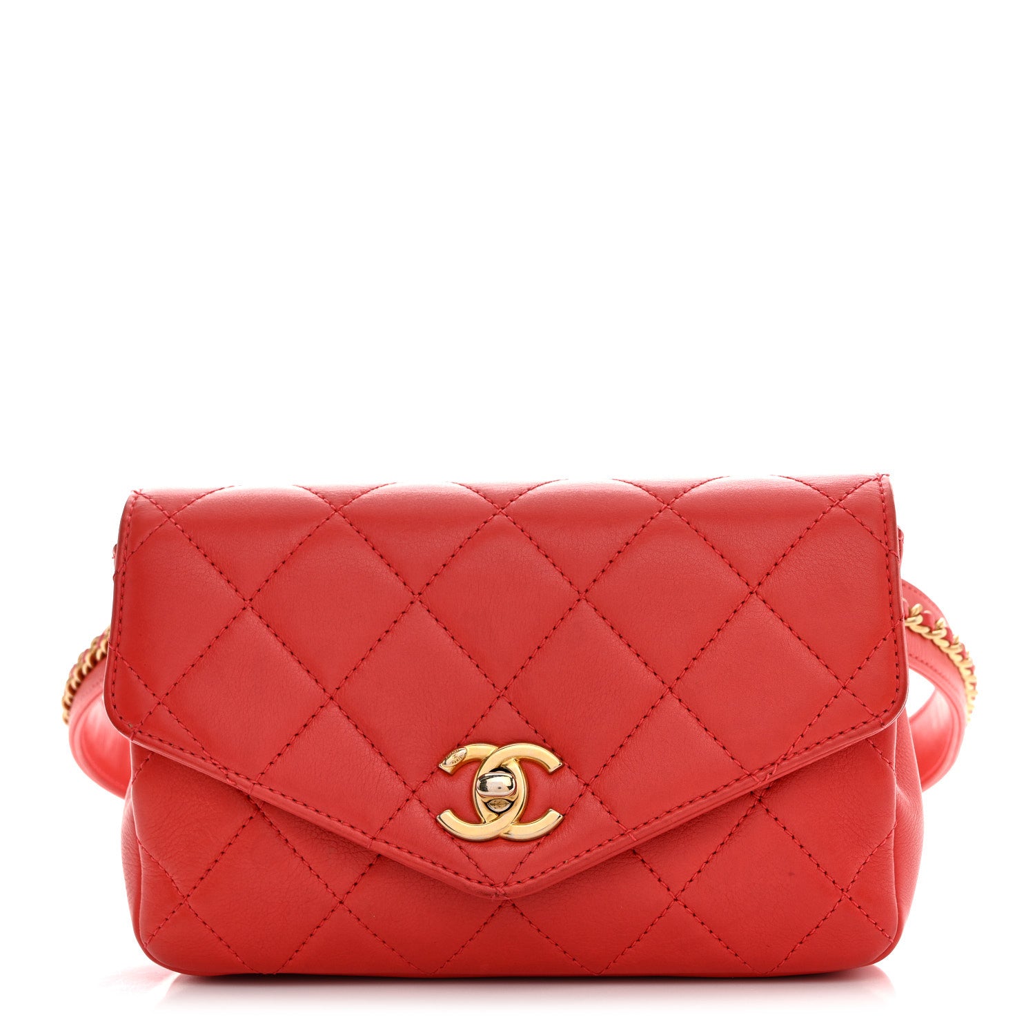 Chanel Calfskin Quilted Flap Waist Bag Red 1 of 13