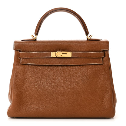 Hermes Taurillon Clemence Kelly Retourne 32 Gold 1 of 9