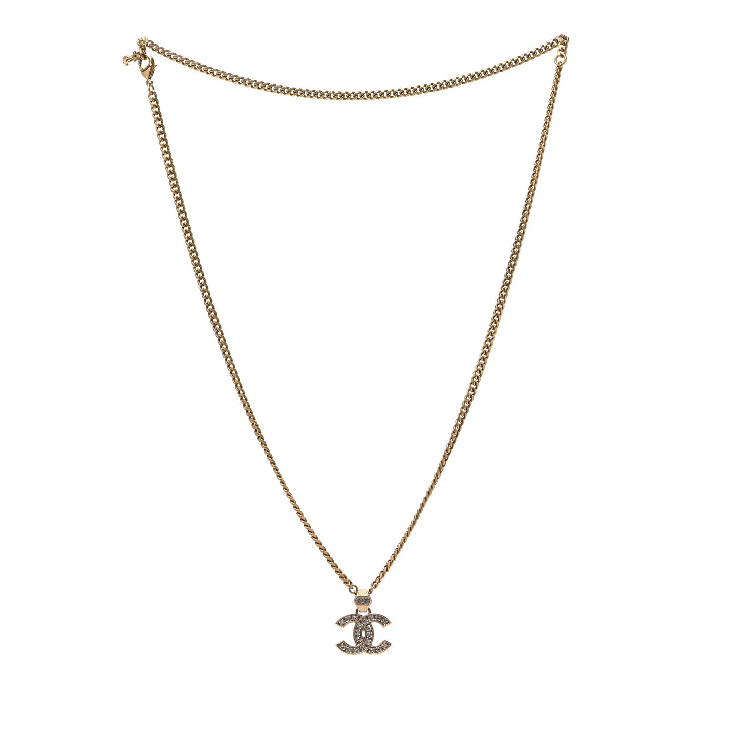 Crystal CC Pendant Necklace Gold