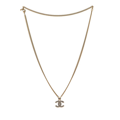 Chanel Crystal CC Pendant Necklace Gold 2 of 4
