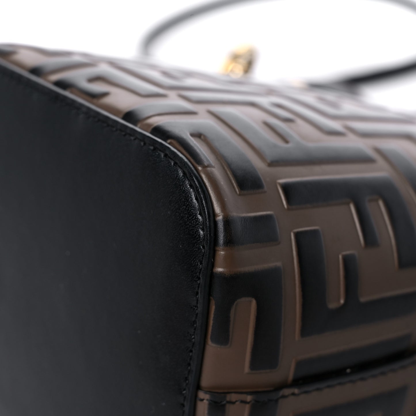 Vitello Liberty F is Fendi Bi-Color FF 1974 Embossed Mini Mon Tresor Bucket Bag Maya Black