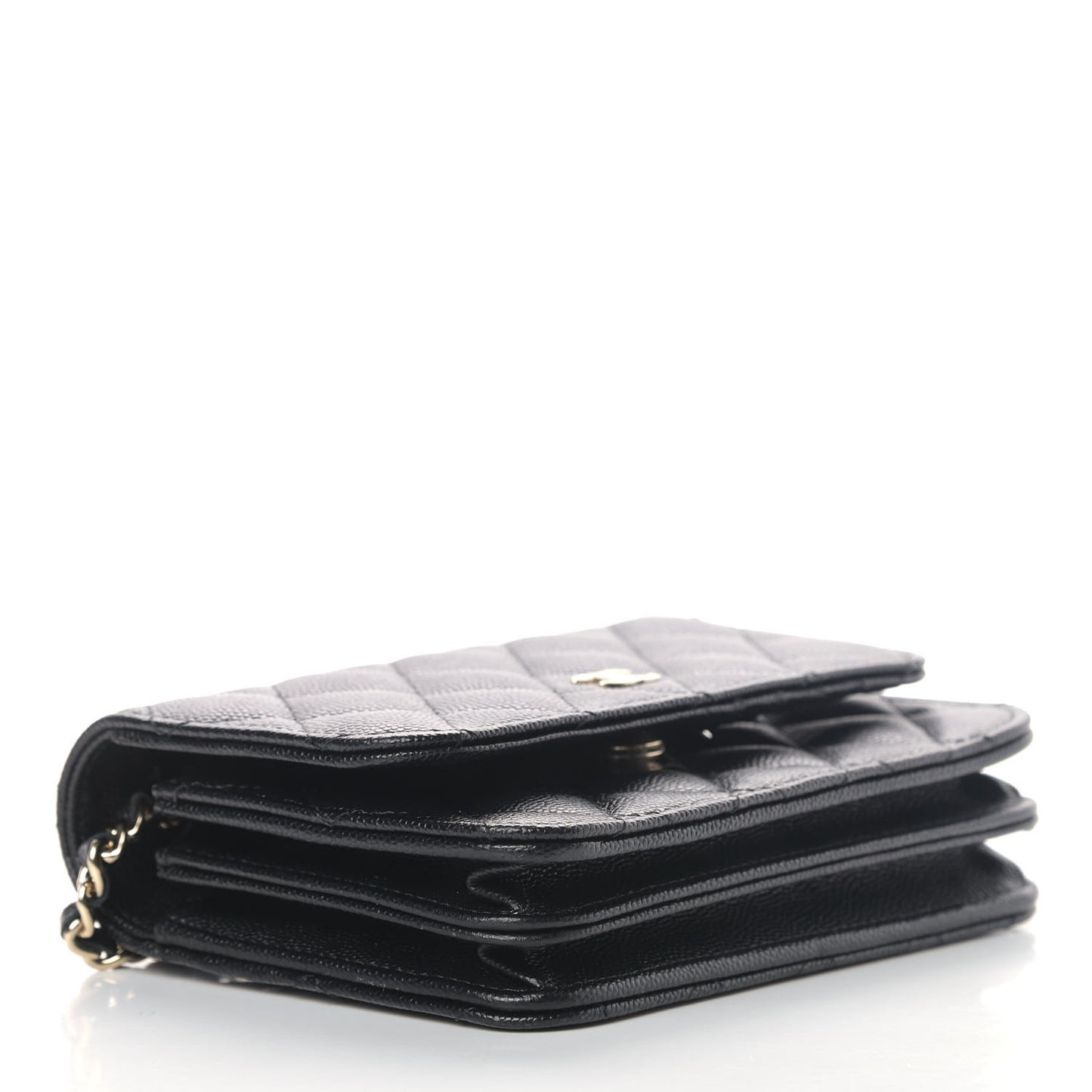 Caviar Quilted Mini Wallet On Chain WOC Black