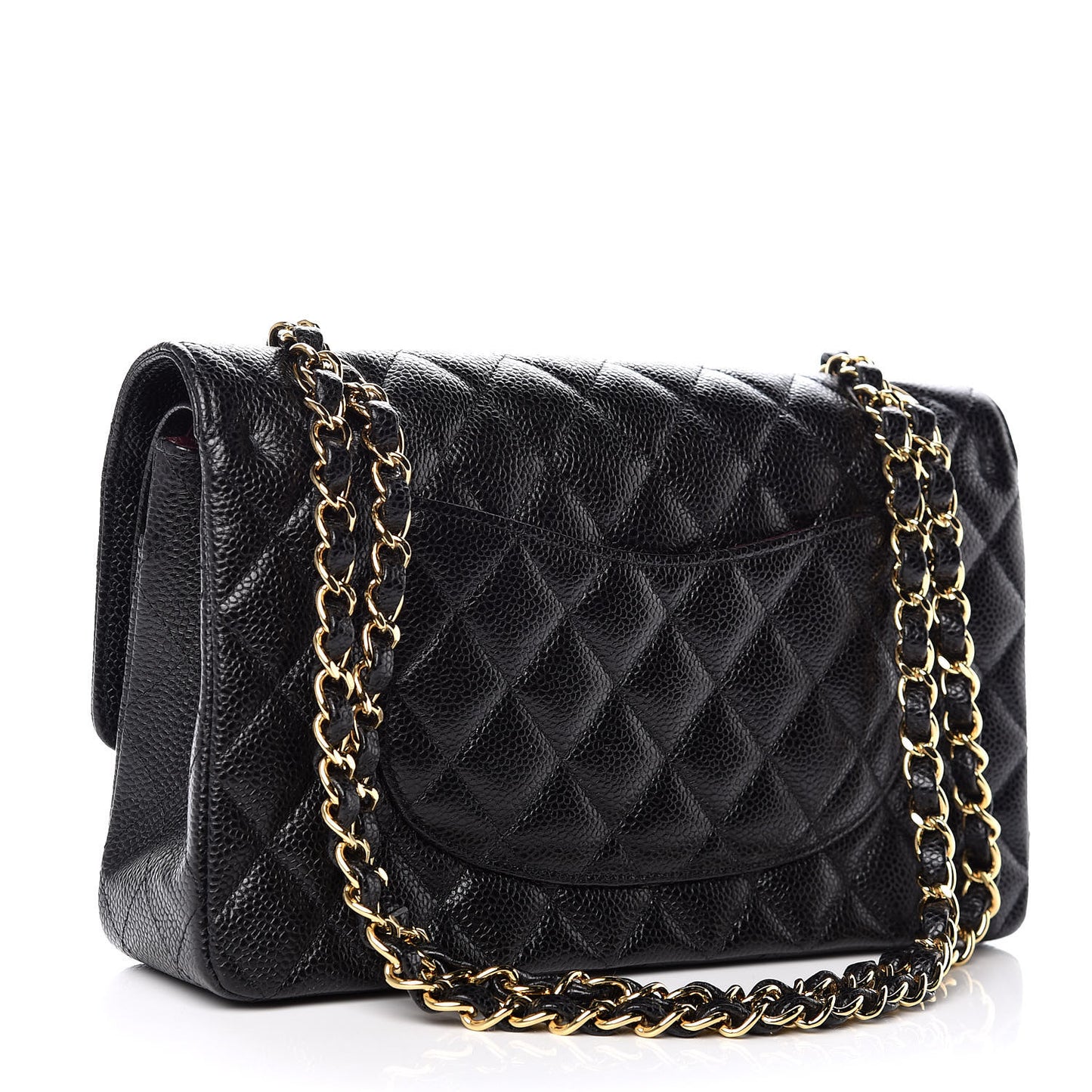 Caviar Quilted Medium Double Flap Black