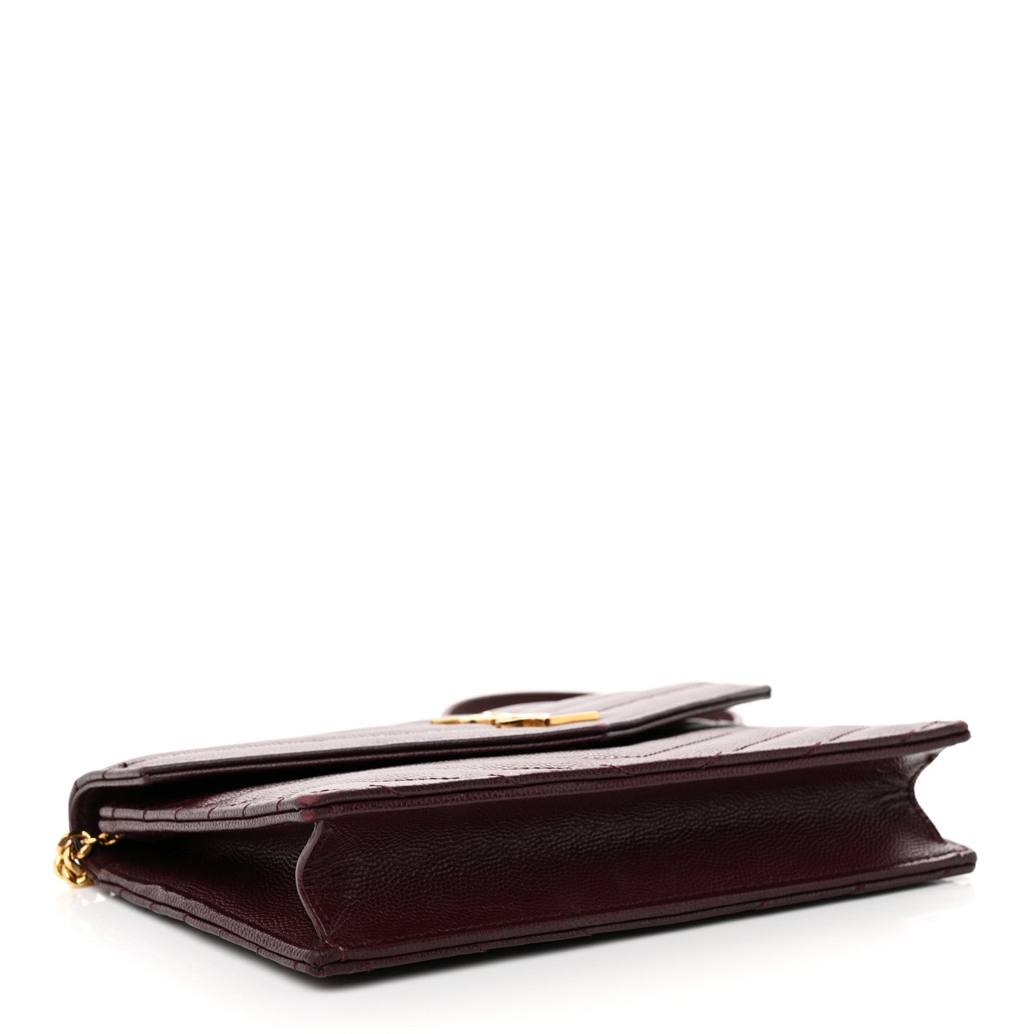Saint Laurent Grain De Poudre Matelasse Chevron Monogram Envelope Chain Wallet Rouge Legion 4 of 10