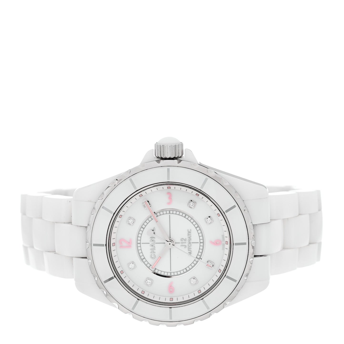 Stainless Steel Ceramic Diamond 38mm J12 Automatic Watch Pink