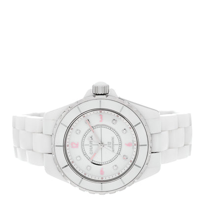 Chanel Stainless Steel Ceramic Diamond 38mm J12 Automatic Watch Pink 2 of 5