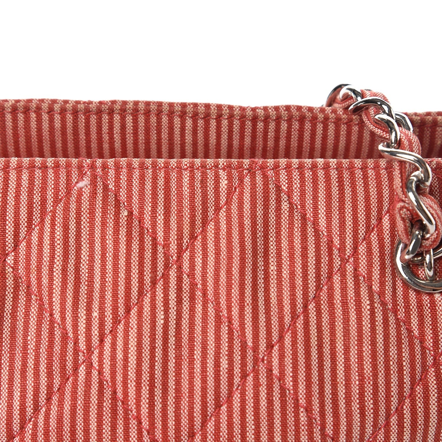 Chanel Toile Striped Quilted Mini Shoulder Bag Red 13 of 16