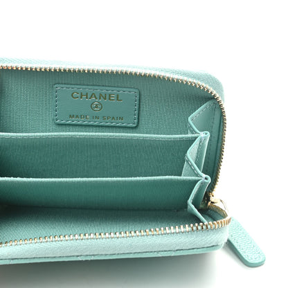 Chanel Caviar Quilted Zip Coin Purse Light Blue 5 of 10