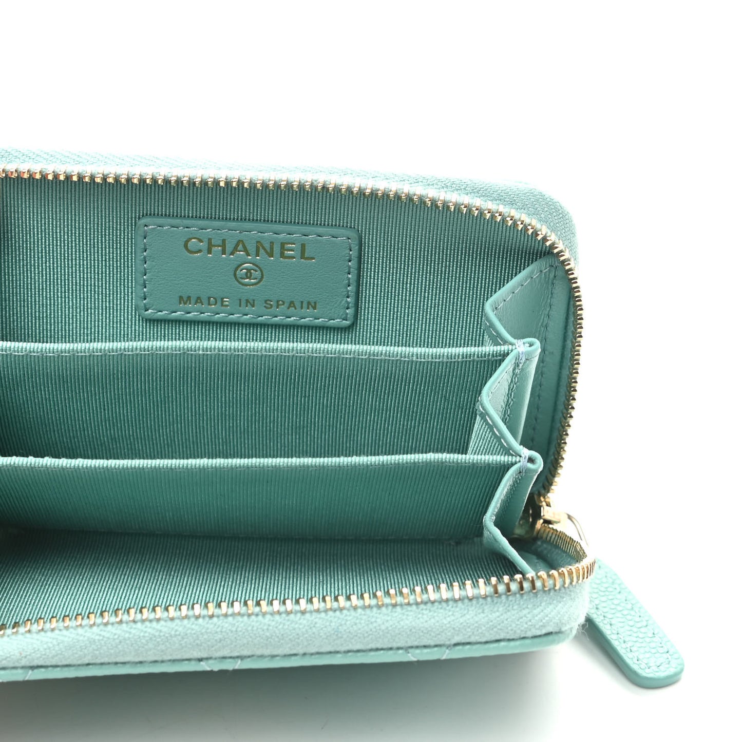 Caviar Quilted Zip Coin Purse Light Blue
