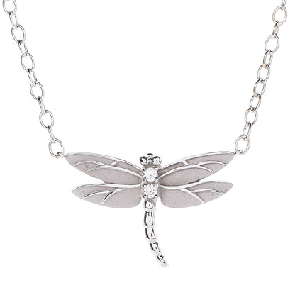 Tiffany 18K White Gold Diamond Pearl Dragonfly Station Necklace 4 of 7