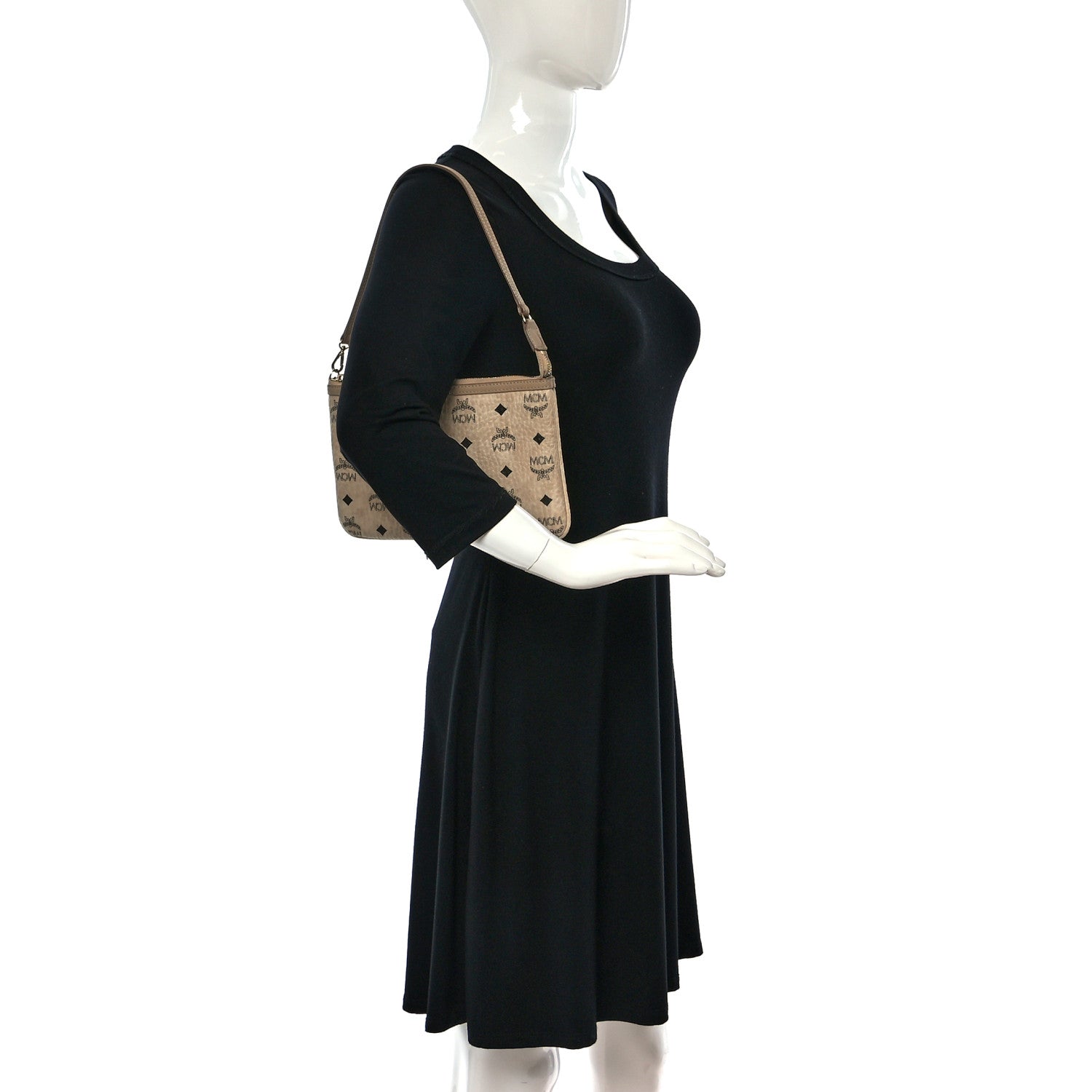 MCM Visetos Medium Pouch Beige 2 of 7