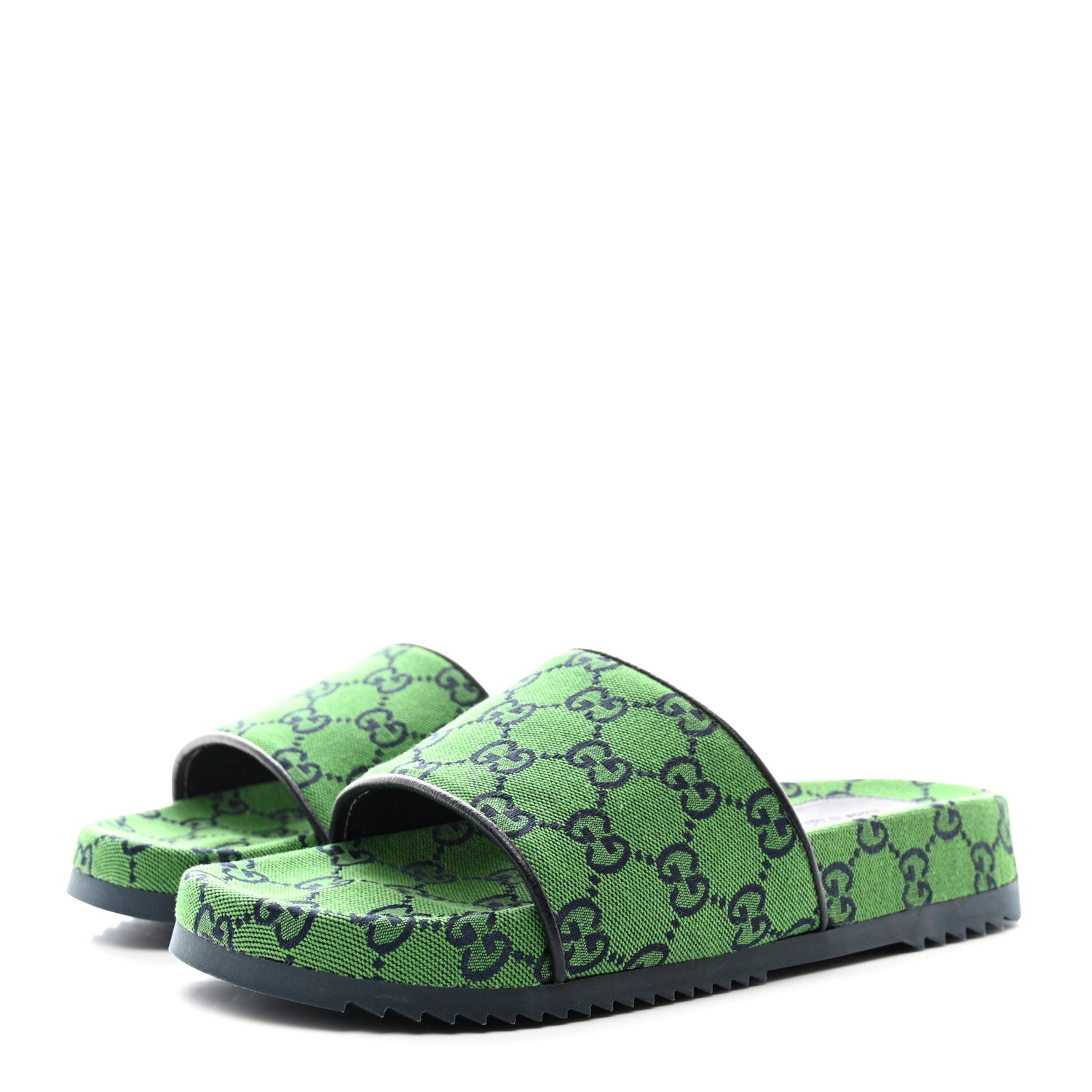 Gucci Monogram Multicolor Slide Sandals 6 Green Blue 3 of 9