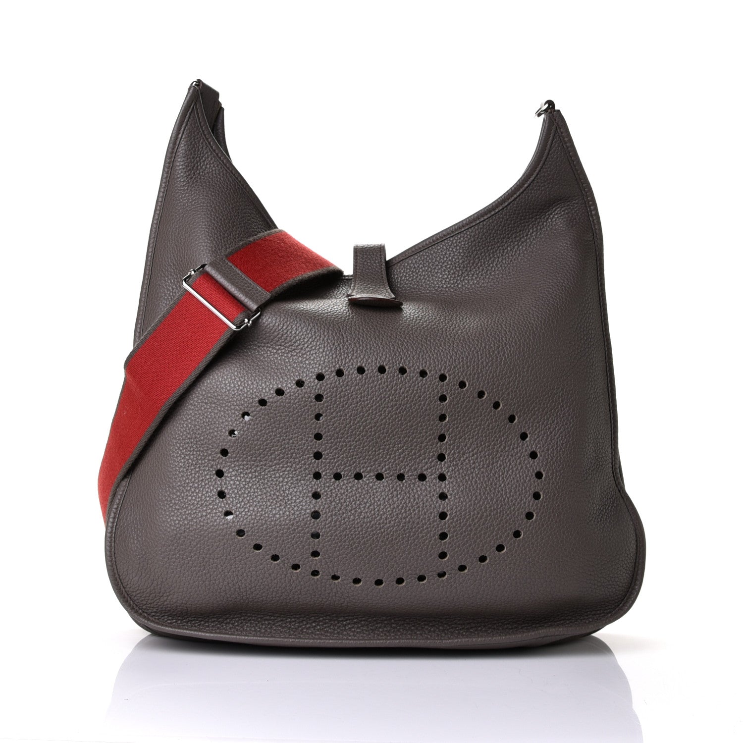 Hermes Taurillon Clemence Amazone Evelyne III TGM Etain Rouge Casaque 1 of 7