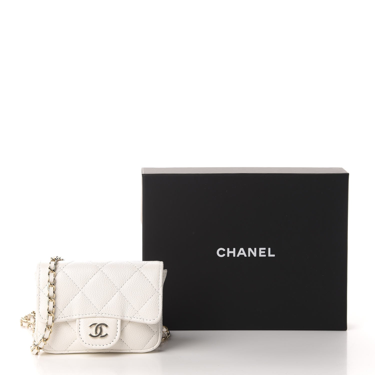Chanel Caviar Quilted Flap Chain Waist Bag White 12 of 12