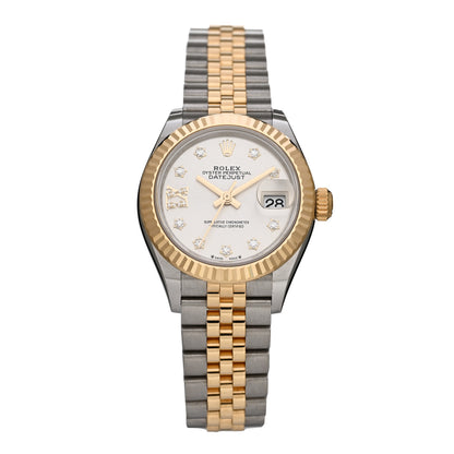 Rolex Stainless Steel 18K Yellow Gold Diamond 28mm Oyster Perpetual Datejust Watch Silver 279173 1 of 5