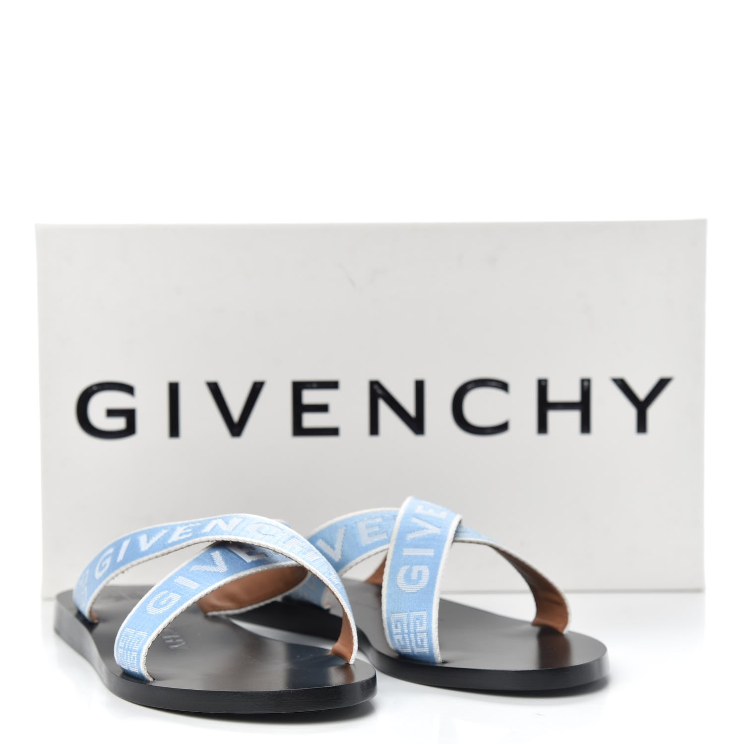 Givenchy Grosgrain Cross Logo Ankle Strap Sandals 37.5 Blue White 9 of 9