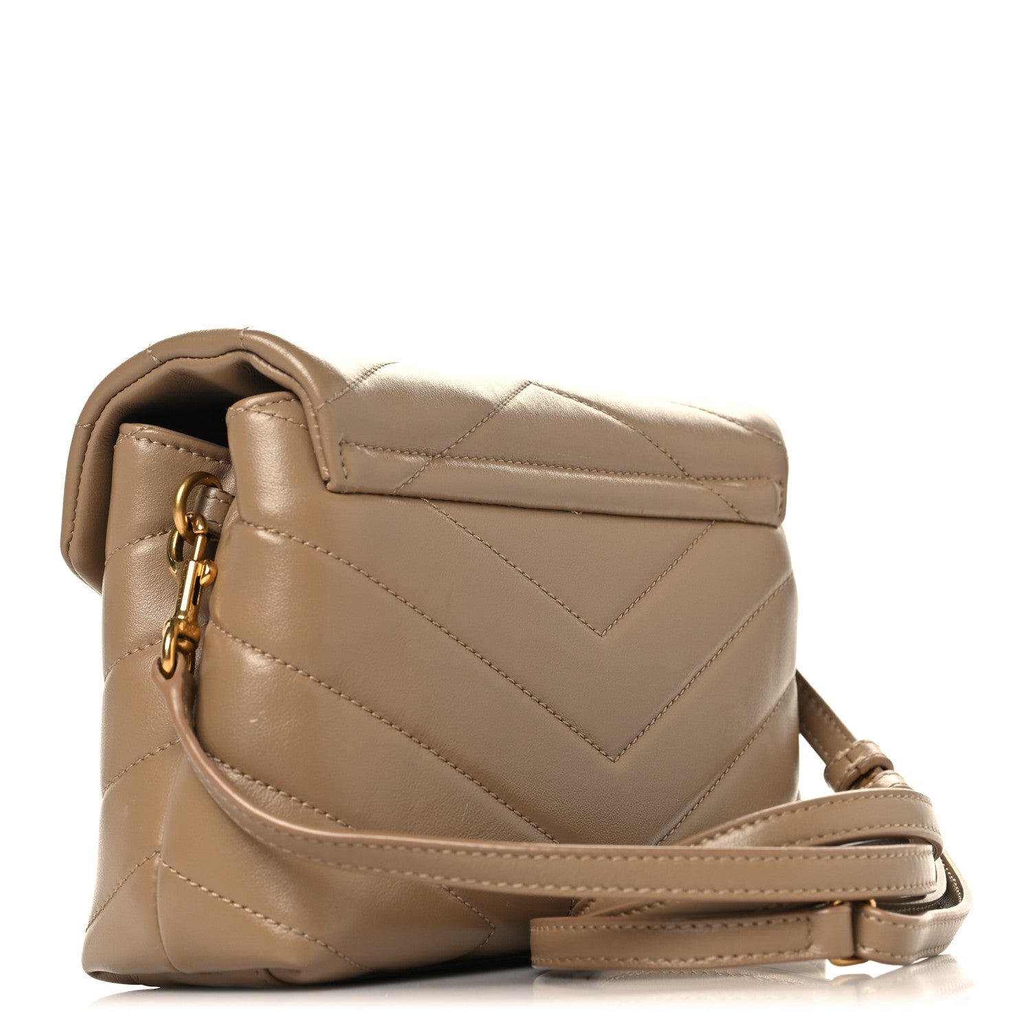 Saint Laurent Calfskin Y Quilted Monogram Toy Loulou Crossbody Bag Dark Beige 3 of 10
