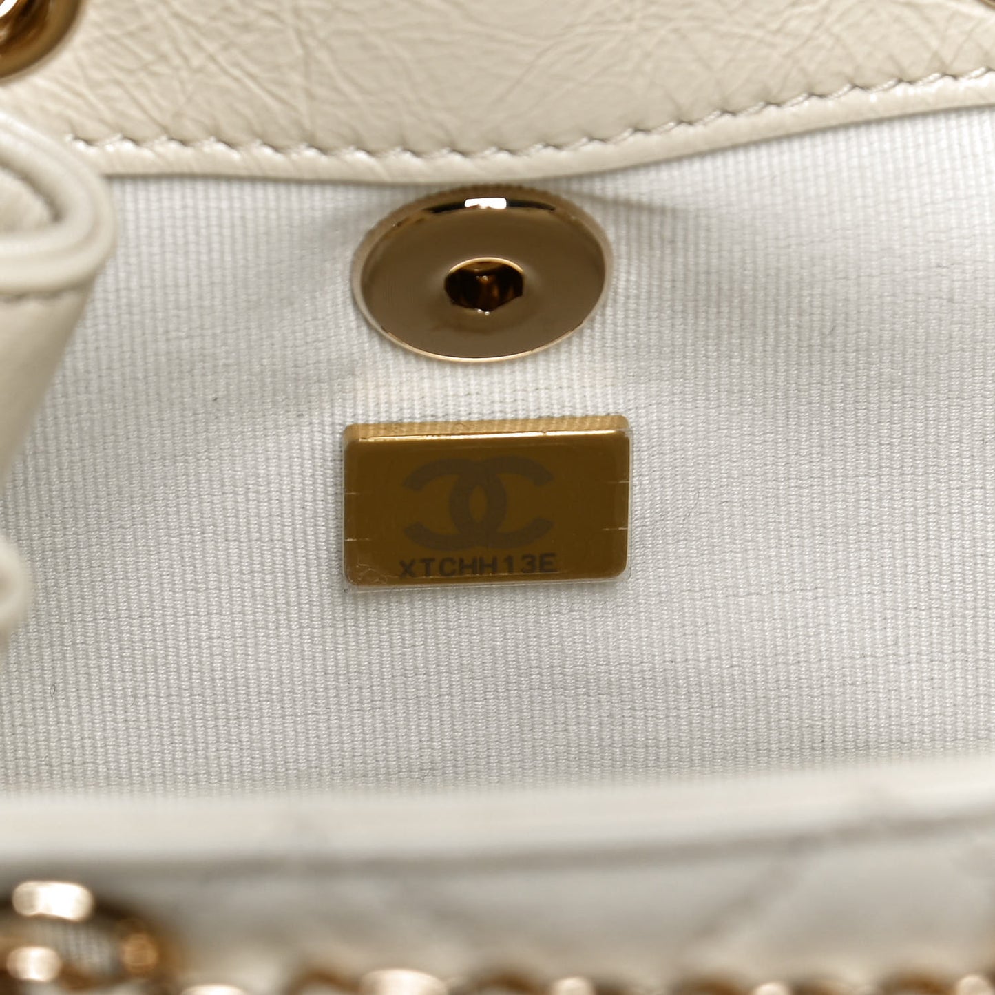 Glazed Aged Calfskin Quilted Small Duma Drawstring Backpack White