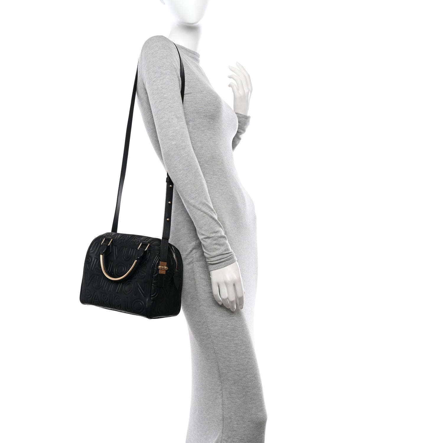 Louis Vuitton Calfskin Embossed Mini Cube Speedy Black 2 of 9