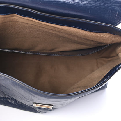 Givenchy Creased Patent Calfskin Medium ID Flap Navy Blue 5 of 9