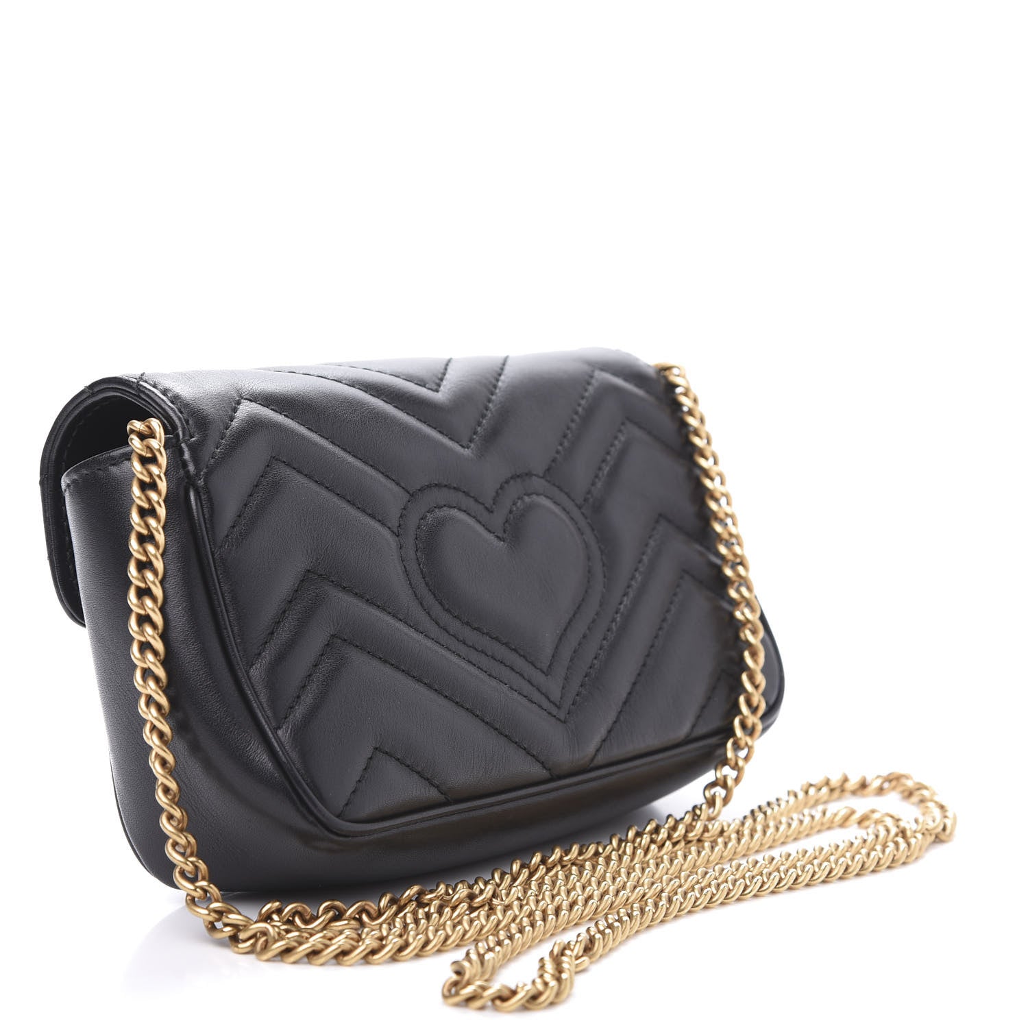 Gucci Calfskin Matelasse Super Mini GG Marmont Shoulder Bag Black 3 of 14
