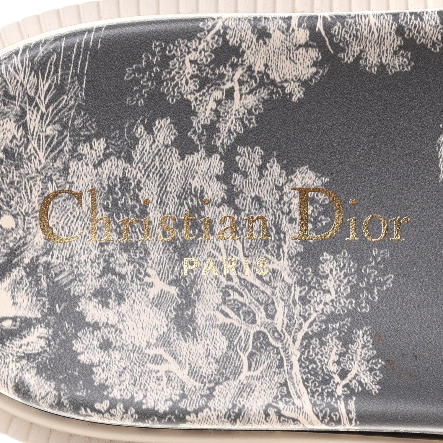 Christian Dior Canvas Toile de Jouy Embroidered Dway 10mm Slide Sandals 36 Off White Grey 7 of 9