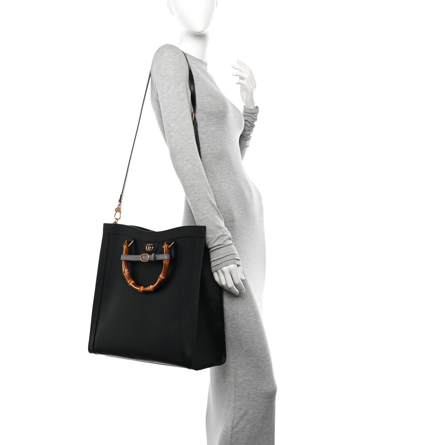 Gucci Wonka Grain Calfskin Large Diana Tote Bag Black 2 of 13