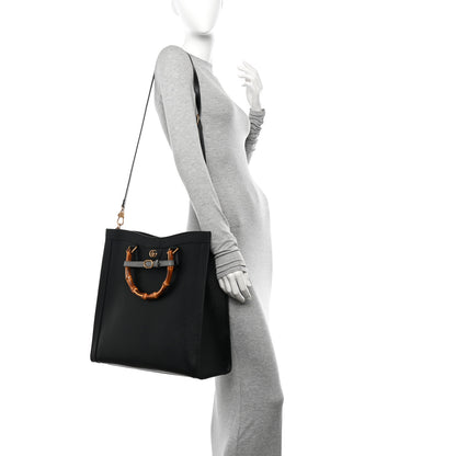 Gucci Wonka Grain Calfskin Large Diana Tote Bag Black 2 of 13