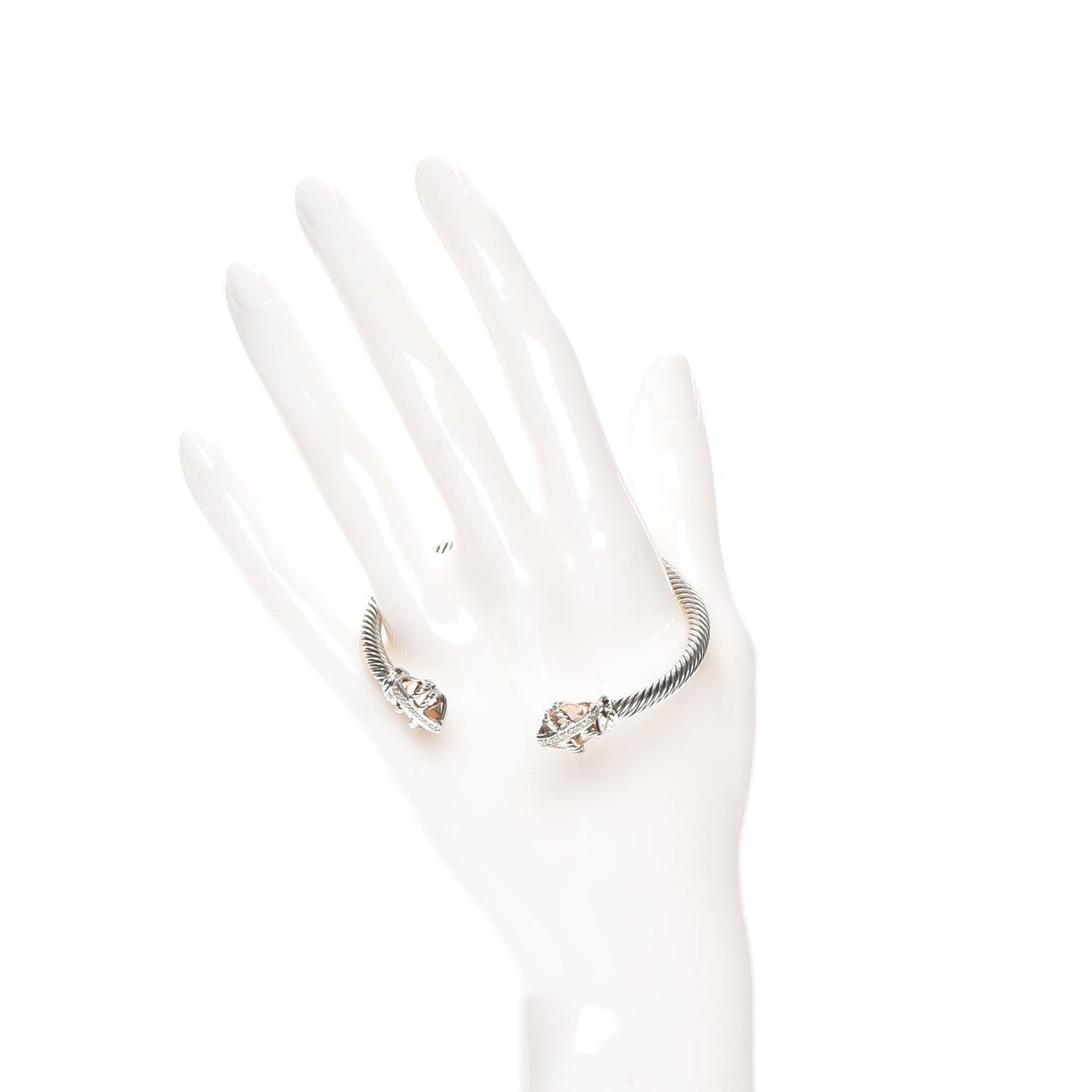 Sterling Silver Diamond Morganite 4mm Cable Wrap Bracelet