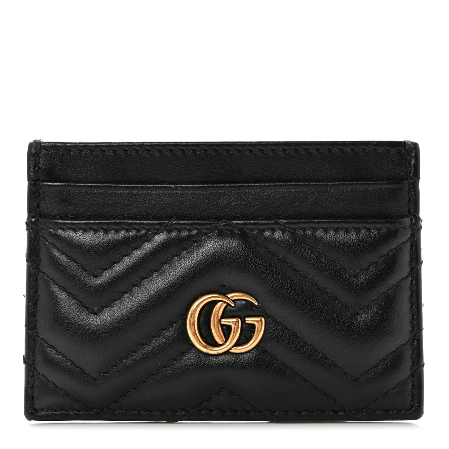 Calfskin Matelasse GG Marmont Card Holder Black
