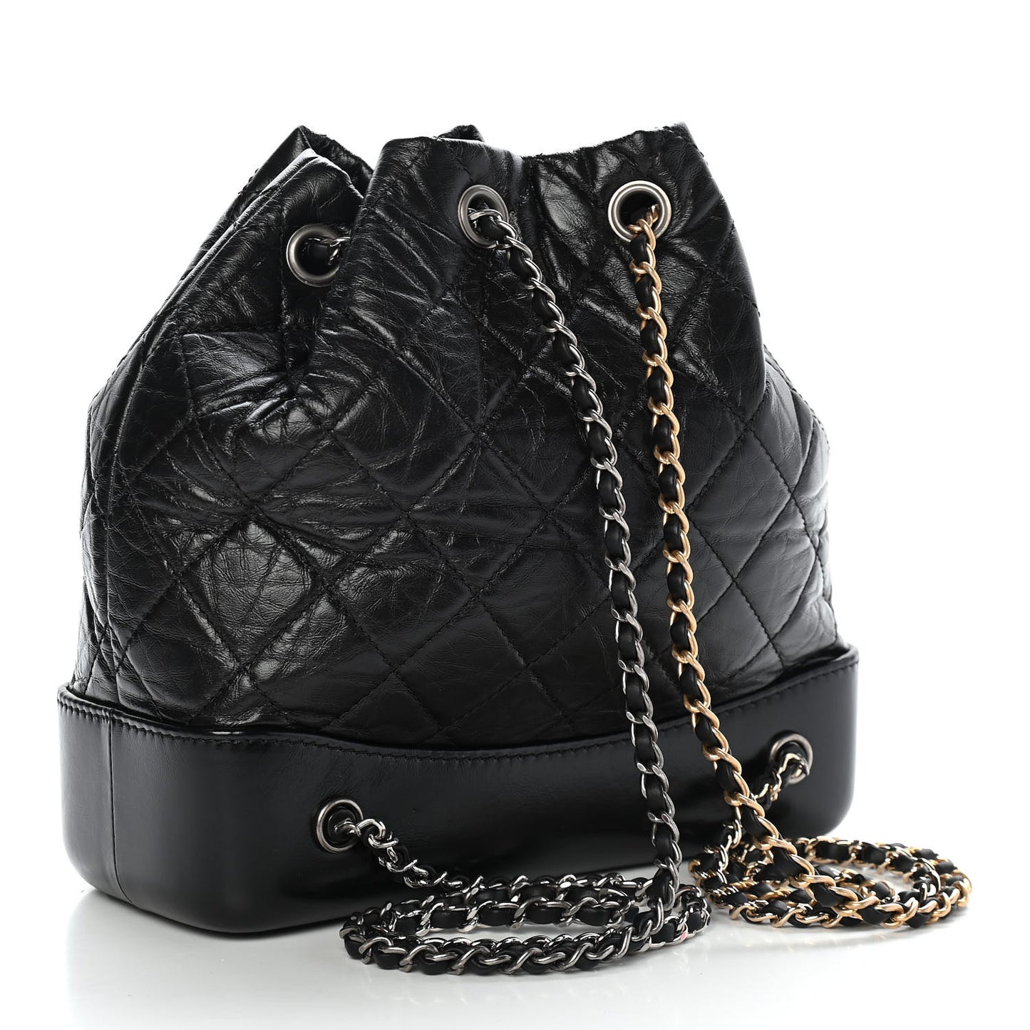 Aged Calfskin Quilted Small Gabrielle Backpack Black