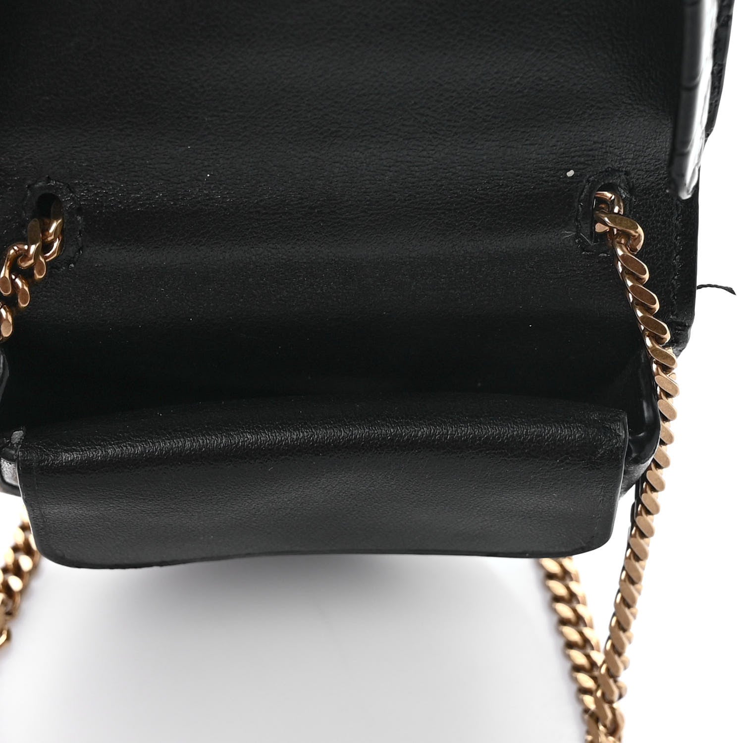 Saint Laurent Patent Crocodile Embossed Monogram Baby Kaia Crossbody Bag Black 4 of 8