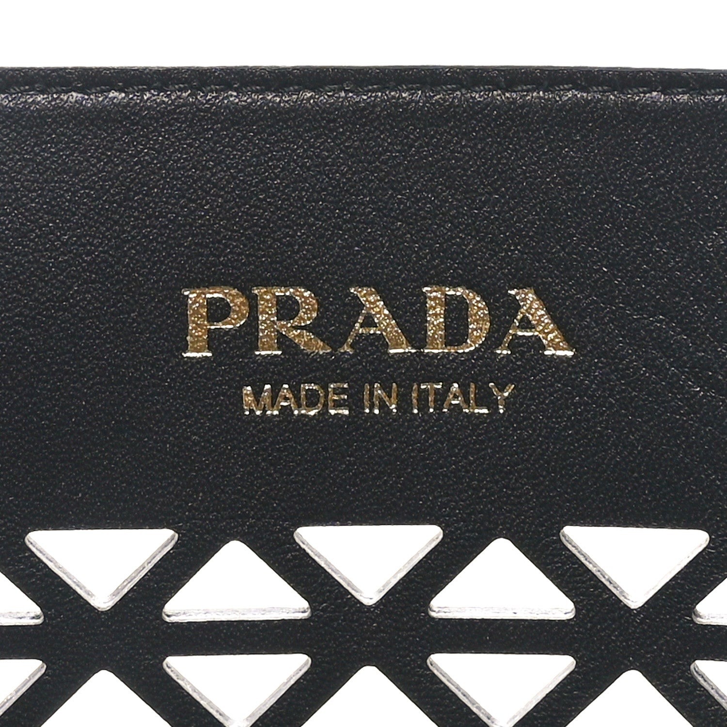 Prada City Calfskin Perforated Triangle Tote Black 7 of 10
