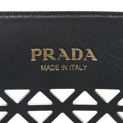 Prada City Calfskin Perforated Triangle Tote Black 7 of 10