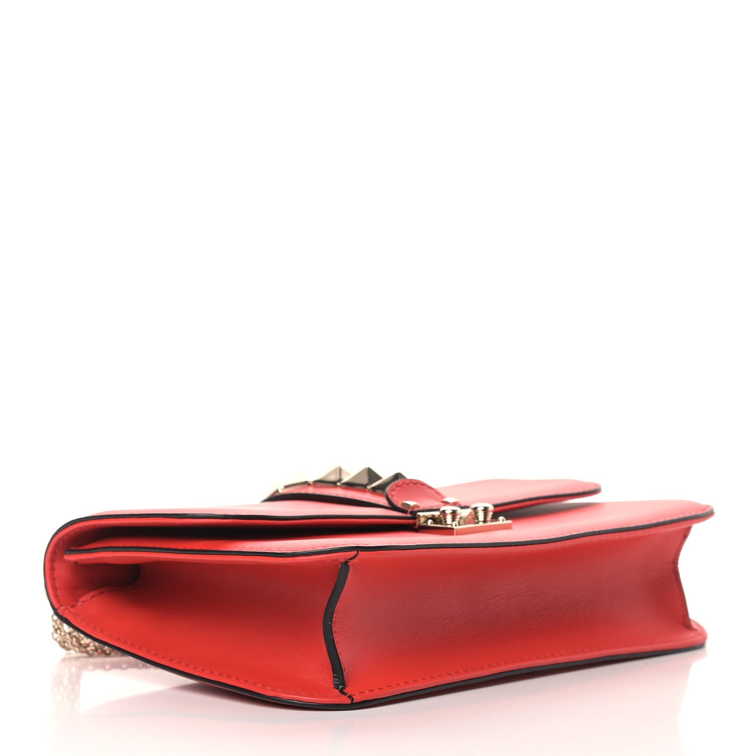 Valentino Garavani Vitello Medium Glam Lock Rockstud Flap Deep Orange 4 of 7