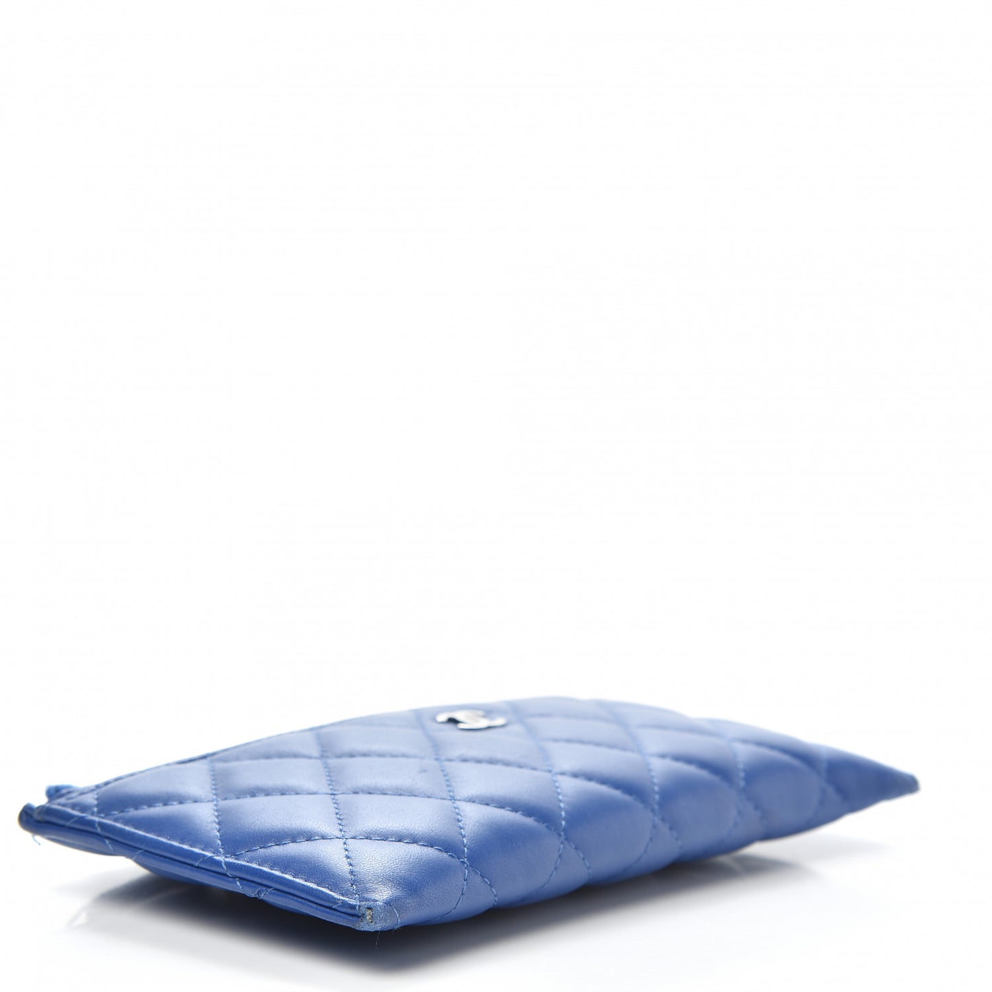 Lambskin Quilted Classic Zip Pouch Blue