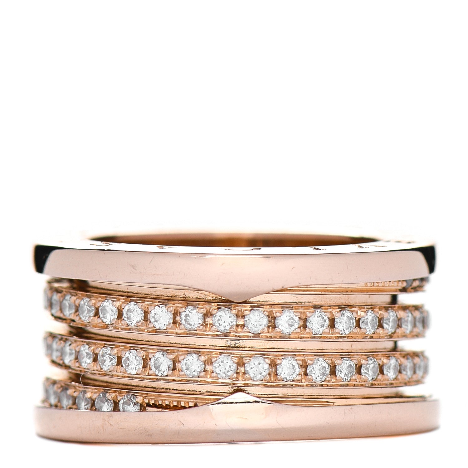 Bulgari 18K Rose Gold Diamond Pave B.Zero1 Four-Band Ring 54 6.75 3 of 6