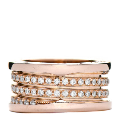Bulgari 18K Rose Gold Diamond Pave B.Zero1 Four-Band Ring 54 6.75 3 of 6