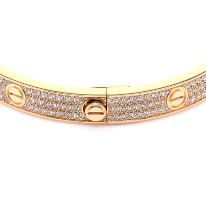 Cartier 18K Yellow Gold Diamond LOVE Paved Bracelet 20 6 of 9